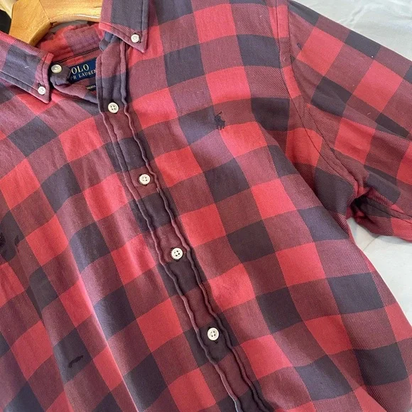 Polo by Ralph Lauren Men's Red and Black Plaid Shirt - Picture 4 of 4
